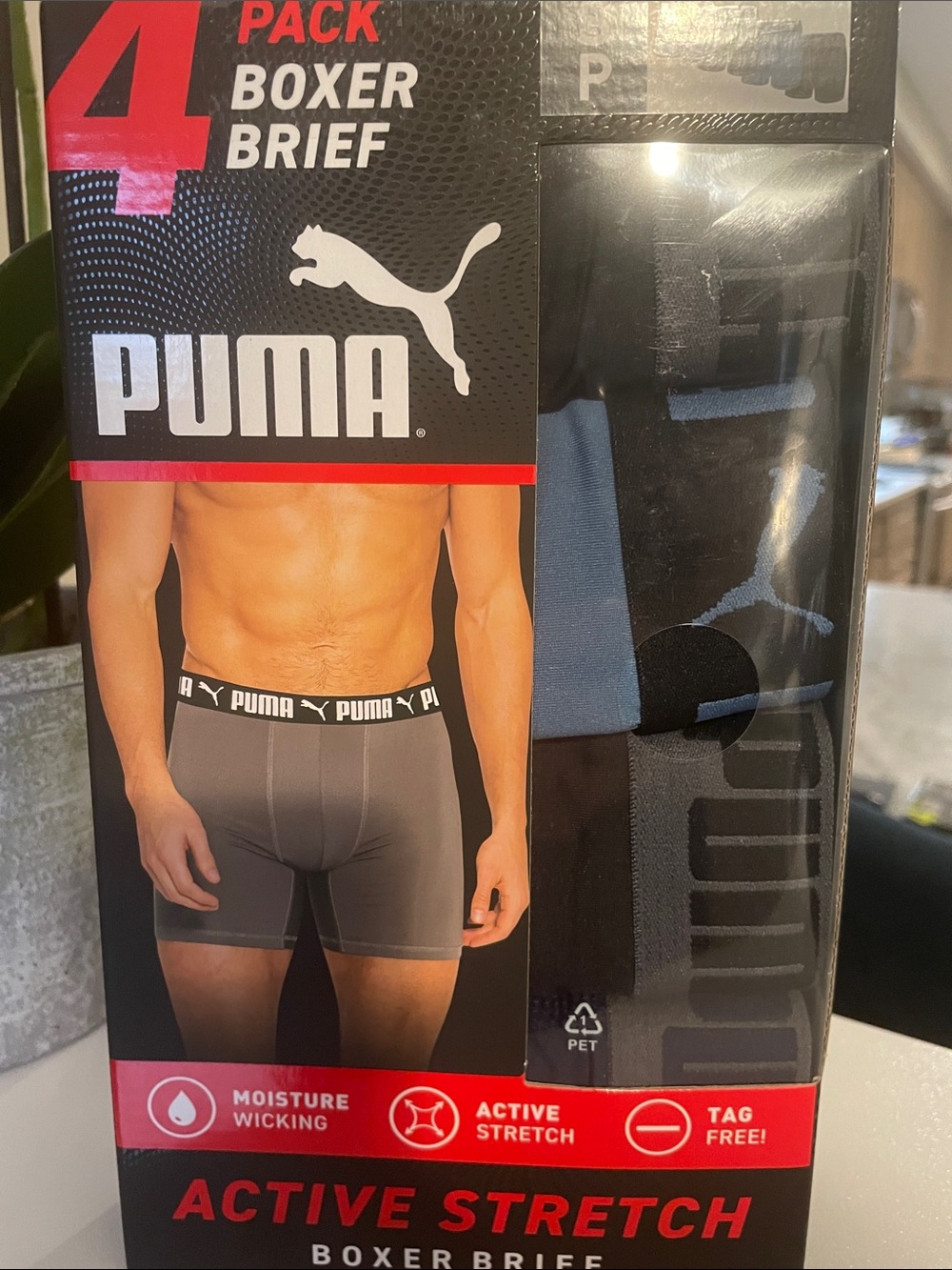 Puma Men’s Boxer Briefs - Black & Gray (4-Pack)